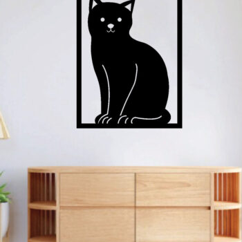 Intra απο ξύλο plywood 3mm-4mm πάχος Cat Metal Wall Art, Cat Hanging Wall Art Δίασταση 40x40 cm INTRAFABR-64489470 - Image 2