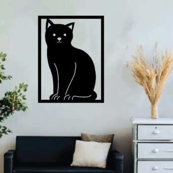 Intra απο ξύλο plywood 3mm-4mm πάχος Cat Metal Wall Art, Cat Hanging Wall Art Δίασταση 40x40 cm INTRAFABR-64489470 - Image 3