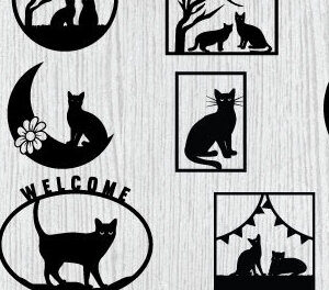 Intra απο ξύλο plywood 3mm-4mm πάχος κοπής με λέιζερ μεταλλικού τοίχου Cat Δίασταση 40x40 cm INTRAFABR-73383723