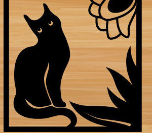 Intra απο ξύλο plywood 3mm-4mm πάχος κοπής με λέιζερ μεταλλικού τοίχου Cat Δίασταση 40x40 cm INTRAFABR-72027287