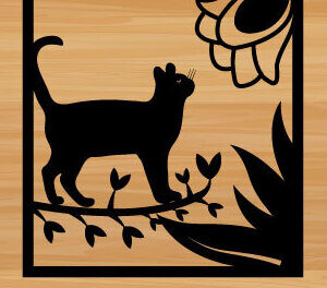 Intra απο ξύλο plywood 3mm-4mm πάχος κοπής με λέιζερ μεταλλικού τοίχου Cat Δίασταση 40x40 cm INTRAFABR-72027401