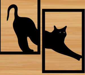 Intra απο ξύλο plywood 3mm-4mm πάχος κοπής με λέιζερ μεταλλικού τοίχου Cat Δίασταση 40x40 cm INTRAFABR-72109432