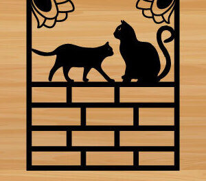 Intra απο ξύλο plywood 3mm-4mm πάχος κοπής με λέιζερ μεταλλικού τοίχου Cat Δίασταση 40x40 cm INTRAFABR-72337144