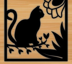 Intra απο ξύλο plywood 3mm-4mm πάχος κοπής με λέιζερ μεταλλικού τοίχου Cat Δίασταση 40x40 cm INTRAFABR-72027207