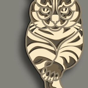 Intra απο ξύλο plywood 3mm-4mm πάχος Cat Multilayer 3D /Cat 3D Mandala Δίασταση 30x30 cm INTRAFABR-64136932