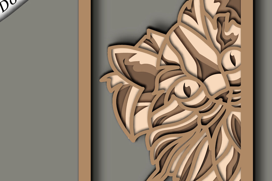 Intra απο ξύλο plywood 3mm-4mm πάχος Cat Multilayer 3D /Cat 3D Mandala Δίασταση 30x30 cm INTRAFABR-64564496