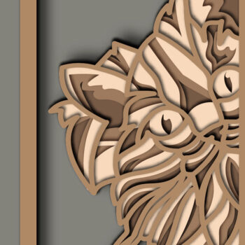 Intra απο ξύλο plywood 3mm-4mm πάχος Cat Multilayer 3D /Cat 3D Mandala Δίασταση 30x30 cm INTRAFABR-64564496 - Image 3