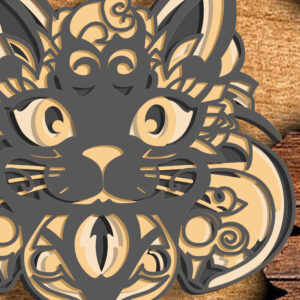 Intra απο ξύλο plywood 3mm-4mm πάχος Cat Multilayer 3D /Cat 3D Mandala/ Ca Δίασταση 30x30 cm INTRAFABR-73152092