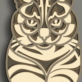 Intra απο ξύλο plywood 3mm-4mm πάχος Cat Multilayer 3D /Cat 3D Mandala Δίασταση 30x30 cm INTRAFABR-62184636 - Image 3