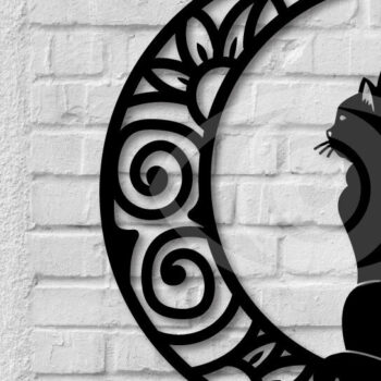 Intra απο ξύλο plywood 3mm-4mm πάχος Σχεδιασμός διακόσμησης τοίχου Cat on the Moon Δίασταση 40x40 cm INTRAFABR-72298103 - Image 1