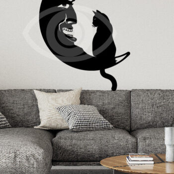 Intra απο ξύλο plywood 3mm-4mm πάχος Σχεδιασμός διακόσμησης τοίχου Cat on the Moon Δίασταση 40x40 cm INTRAFABR-72299716 - Image 2