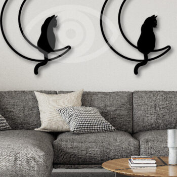 Intra απο ξύλο plywood 3mm-4mm πάχος Σχεδιασμός διακόσμησης τοίχου Cat on the Moon Δίασταση 40x40 cm INTRAFABR-72299850 - Image 2