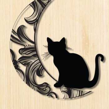 Intra απο ξύλο plywood 3mm-4mm πάχος Σχεδιασμός διακόσμησης τοίχου Cat on the Moon Δίασταση 15x18 cm INTRAFABR-91230577 - Image 1