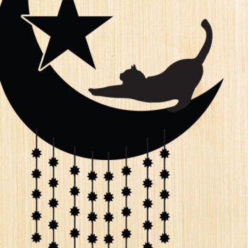 Intra απο ξύλο plywood 3mm-4mm πάχος Σχεδιασμός διακόσμησης τοίχου Cat on the Moon Δίασταση 15x18 cm INTRAFABR-91230697 - Image 1