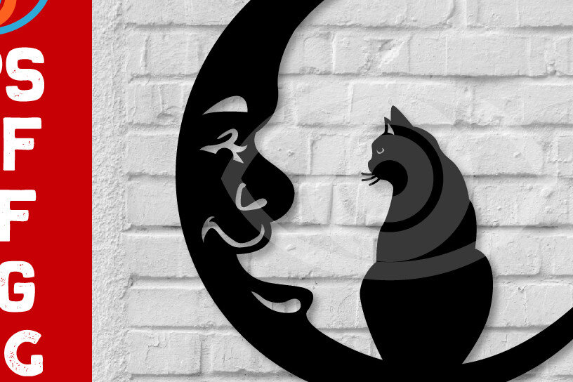 Intra απο ξύλο plywood 3mm-4mm πάχος Σχεδιασμός διακόσμησης τοίχου Cat on the Moon Δίασταση 40x40 cm INTRAFABR-65271482