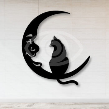 Intra απο ξύλο plywood 3mm-4mm πάχος Σχεδιασμός διακόσμησης τοίχου Cat on the Moon Δίασταση 40x40 cm INTRAFABR-65271482 - Image 2