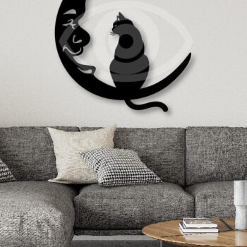 Intra απο ξύλο plywood 3mm-4mm πάχος Σχεδιασμός διακόσμησης τοίχου Cat on the Moon Δίασταση 40x40 cm INTRAFABR-65271482 - Image 3