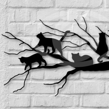 Intra απο ξύλο plywood 3mm-4mm πάχος Διακόσμηση τοίχου Cat on Tree Δίασταση 40x40 cm INTRAFABR-68964388 - Image 1