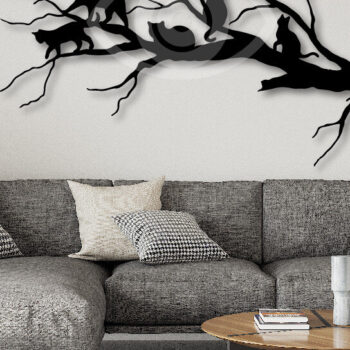 Intra απο ξύλο plywood 3mm-4mm πάχος Διακόσμηση τοίχου Cat on Tree Δίασταση 40x40 cm INTRAFABR-68964388 - Image 2