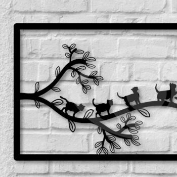 Intra απο ξύλο plywood 3mm-4mm πάχος Διακόσμηση τοίχου Cat on Tree Δίασταση 40x40 cm INTRAFABR-65100864 - Image 1