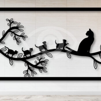 Intra απο ξύλο plywood 3mm-4mm πάχος Διακόσμηση τοίχου Cat on Tree Δίασταση 40x40 cm INTRAFABR-65100864 - Image 2