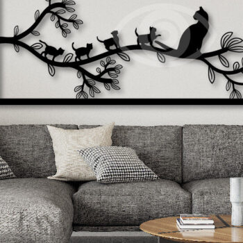 Intra απο ξύλο plywood 3mm-4mm πάχος Διακόσμηση τοίχου Cat on Tree Δίασταση 40x40 cm INTRAFABR-65100864 - Image 3