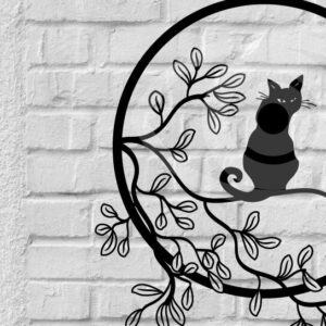 Intra απο ξύλο plywood 3mm-4mm πάχος Διακόσμηση τοίχου Cat on Tree Art Wall Art Δίασταση 40x40 cm INTRAFABR-67420473
