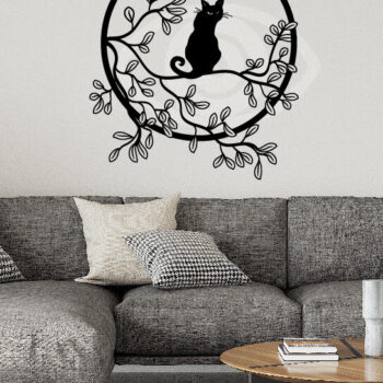 Intra απο ξύλο plywood 3mm-4mm πάχος Διακόσμηση τοίχου Cat on Tree Art Wall Art Δίασταση 40x40 cm INTRAFABR-67420473 - Image 2