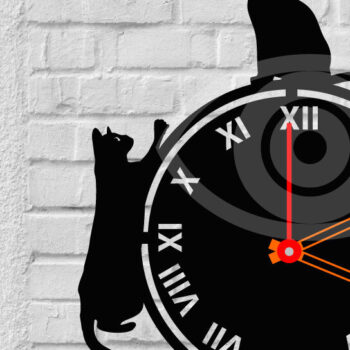 Intra απο ξύλο plywood 3mm-4mm πάχος Cat on Wall Clock Art Decor Design Δίασταση 40x40 cm INTRAFABR-68966613 - Image 1