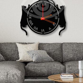 Intra απο ξύλο plywood 3mm-4mm πάχος Cat on Wall Clock Art Decor Design Δίασταση 40x40 cm INTRAFABR-68966613 - Image 2