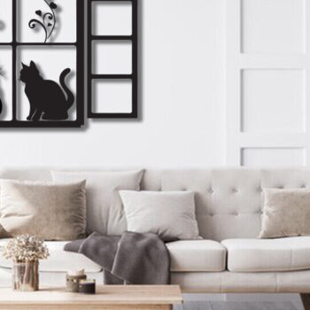 Intra απο ξύλο plywood 3mm-4mm πάχος Σχέδιο διακόσμησης τοίχου γάτα σε παράθυρο Δίασταση 15x18 cm INTRAFABR-91230916 - Image 2