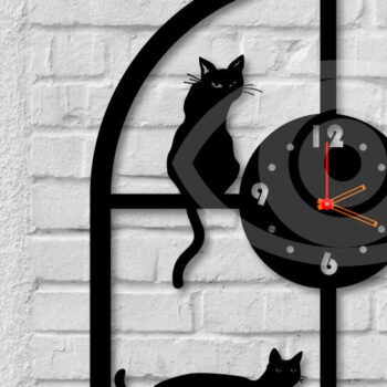 Intra απο ξύλο plywood 3mm-4mm πάχος Γραφικό διακόσμηση τοίχου γάτα σε παράθυρο Δίασταση 40x40 cm INTRAFABR-68964556 - Image 1