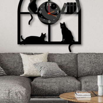 Intra απο ξύλο plywood 3mm-4mm πάχος Γραφικό διακόσμηση τοίχου γάτα σε παράθυρο Δίασταση 40x40 cm INTRAFABR-68964556 - Image 2