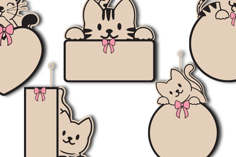 Intra απο ξύλο plywood 3mm-4mm πάχος Σχέδιο κατοικίδιο ζώο στολίδι για γάτα Δίασταση 15x18 cm INTRAFABR-91516343