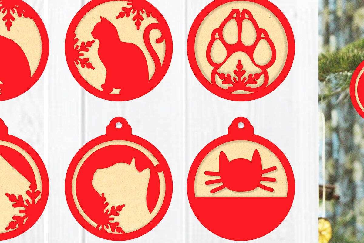 Intra απο ξύλο plywood 3mm-4mm πάχος Στολίδια για γάτες, Χριστουγεννιάτικα λέιζερ Δίασταση 8x8 cm INTRAFABR-17463405