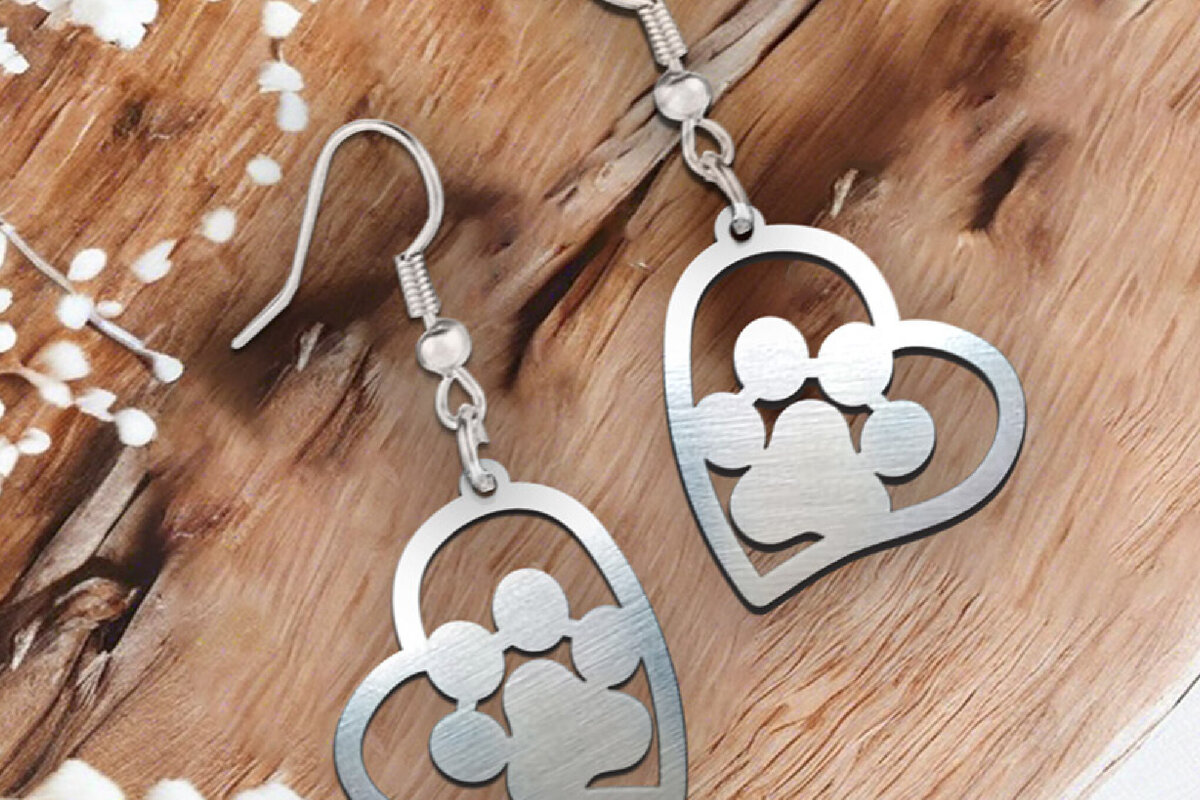 Intra απο ξύλο plywood 3mm-4mm πάχος Σκουλαρίκια Cat Paw Σκουλαρίκια . Δίασταση 4x4 cm INTRAFABR-113291666