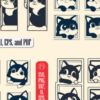 Intra απο ξύλο plywood 3mm-4mm πάχος Γάτα που κρυφοκοιτάζει από ένα παράθυρο Δίασταση 4x4 cm INTRAFABR-104801460 - Image 1