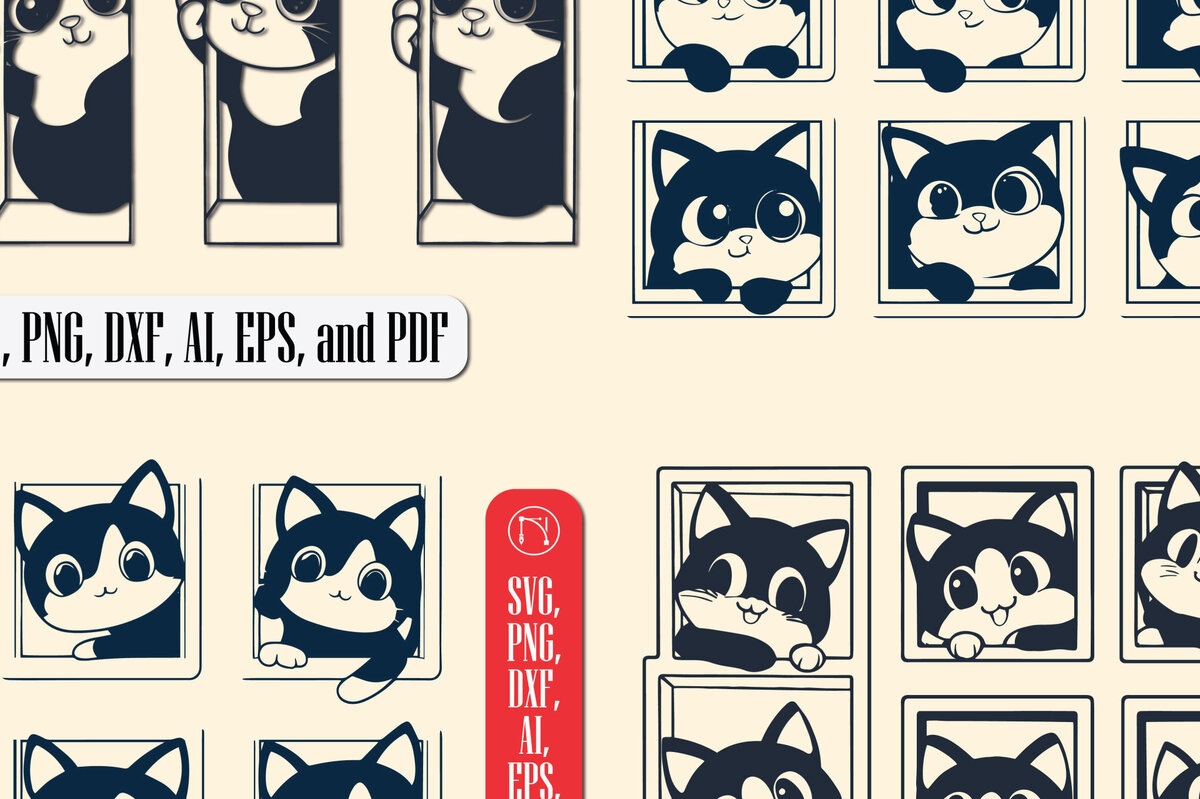 Intra απο ξύλο plywood 3mm-4mm πάχος Γάτα που κρυφοκοιτάζει από ένα παράθυρο Δίασταση 4x4 cm INTRAFABR-104801460