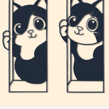 Intra απο ξύλο plywood 3mm-4mm πάχος Γάτα που κρυφοκοιτάζει από ένα παράθυρο Δίασταση 4x4 cm INTRAFABR-104801460 - Image 2