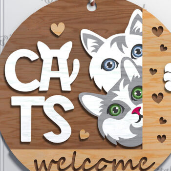 Intra απο ξύλο plywood 3mm-4mm πάχος Σχέδιο κοπής με λέιζερ στρογγυλή πινακίδα γάτα Δίασταση 30x20 cm INTRAFABR-111283513 - Image 1