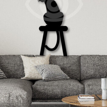 Intra απο ξύλο plywood 3mm-4mm πάχος Σχέδιο διακόσμησης τοίχου για γάτα που κάθεται στην καρέκλα Δίασταση 40x40 cm INTRAFABR-67421551 - Image 2