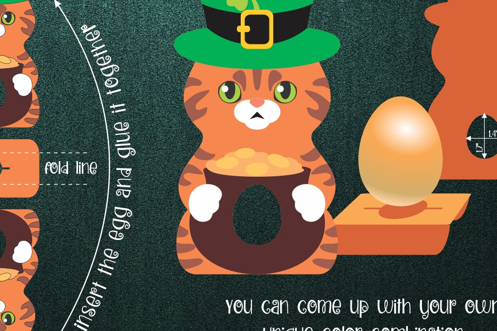 Intra απο ξύλο plywood 3mm-4mm πάχος Cat-St. Πρότυπο Patrick's Egg Holder Δίασταση 15x15 cm INTRAFABR-24433502