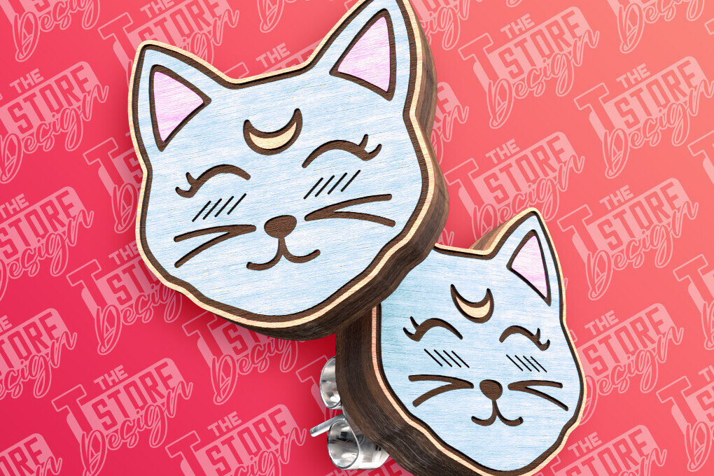 Intra απο ξύλο plywood 3mm-4mm πάχος Σκουλαρίκια Cat Stud Σκουλαρίκια Δίασταση 3x3 cm INTRAFABR-83536366