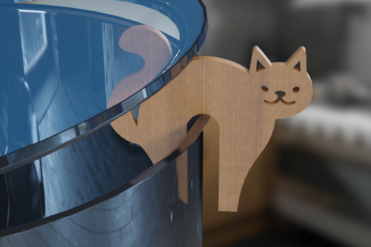 Intra απο ξύλο plywood 3mm-4mm πάχος Γάτα . Pot Prop 3D Δίασταση 30x20 cm INTRAFABR-79049709