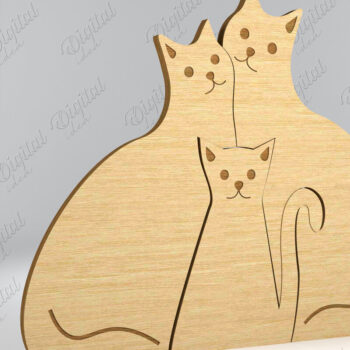 Intra απο ξύλο plywood 3mm-4mm πάχος Γάτα . Ξύλινο Family Puzzle  Δίασταση 30x20 cm INTRAFABR-83146988 - Image 1