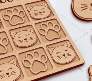 Intra απο ξύλο plywood 3mm-4mm πάχος παιχνιδιού Cat Tic Tac Toe Δίασταση 15x15 cm INTRAFABR-29029695
