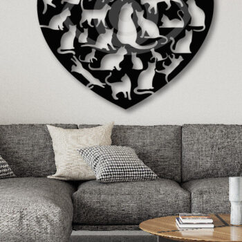 Intra απο ξύλο plywood 3mm-4mm πάχος Σιλουέτα καρδιάς διακόσμησης τοίχου γάτας Δίασταση 40x40 cm INTRAFABR-68966980 - Image 2