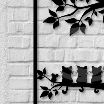 Intra απο ξύλο plywood 3mm-4mm πάχος Cat with Baby Cat Metal Cat Wall Art, Ca Δίασταση 40x40 cm INTRAFABR-65091757 - Image 1