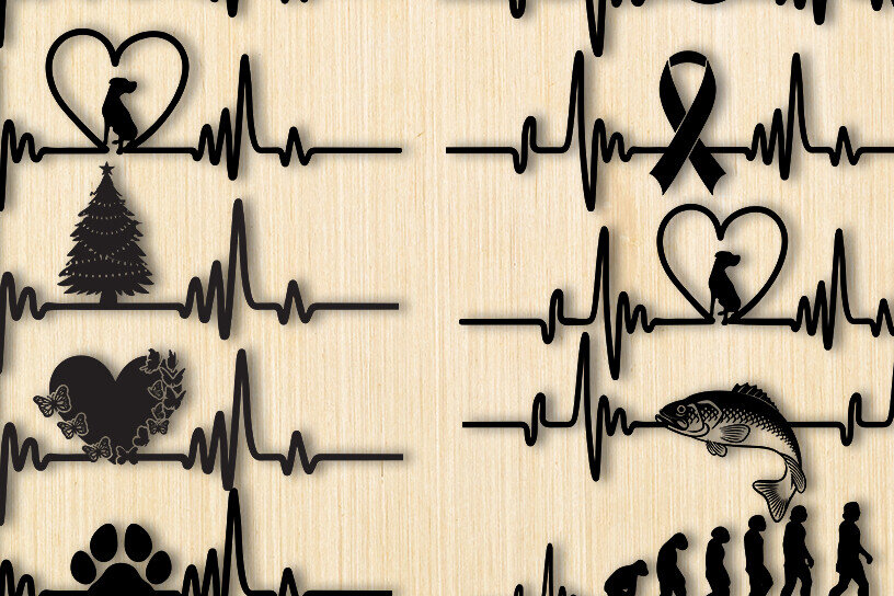 Intra απο ξύλο plywood 3mm-4mm πάχος Γάτα με χτύπο καρδιάς σκύλου Line Wall Art Δίασταση 15x18 cm INTRAFABR-90732112