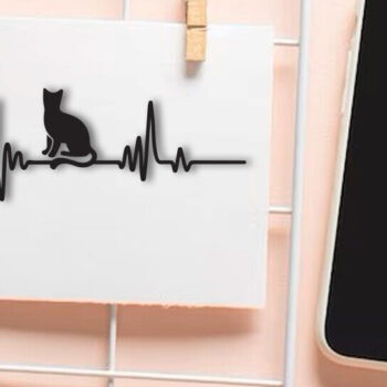 Intra απο ξύλο plywood 3mm-4mm πάχος Γάτα με χτύπο καρδιάς σκύλου Line Wall Art Δίασταση 15x18 cm INTRAFABR-90732112 - Image 2